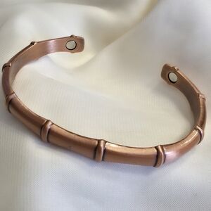 Copper Magnetic Bamboo Embossed Cuff Bracelet